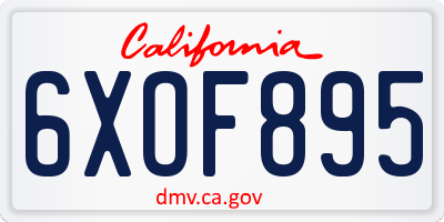 CA license plate 6XOF895