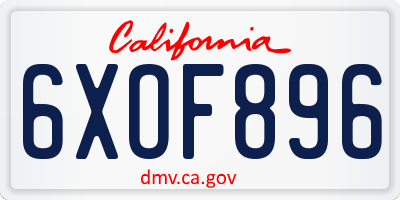 CA license plate 6XOF896