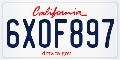 CA license plate 6XOF897