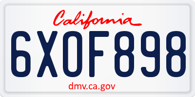 CA license plate 6XOF898