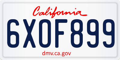 CA license plate 6XOF899