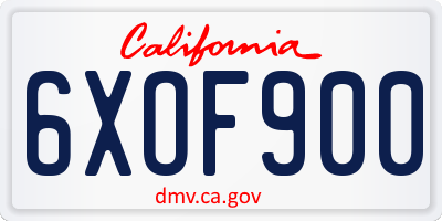 CA license plate 6XOF900