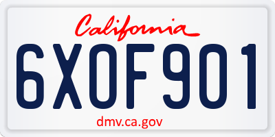 CA license plate 6XOF901