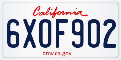 CA license plate 6XOF902