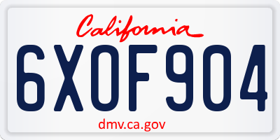 CA license plate 6XOF904