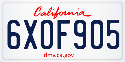 CA license plate 6XOF905