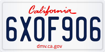 CA license plate 6XOF906