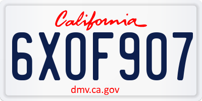 CA license plate 6XOF907