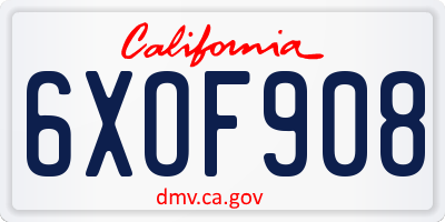 CA license plate 6XOF908