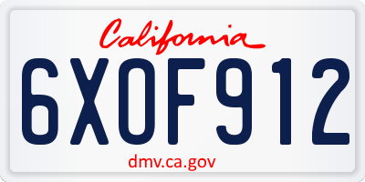 CA license plate 6XOF912