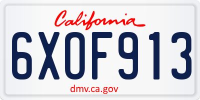 CA license plate 6XOF913