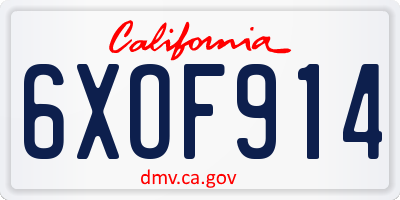 CA license plate 6XOF914