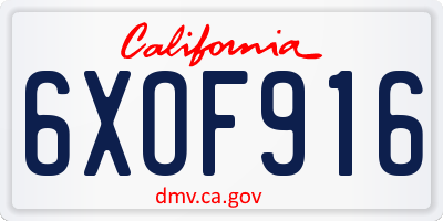 CA license plate 6XOF916
