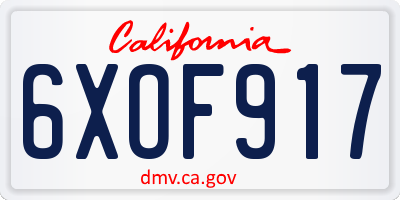 CA license plate 6XOF917