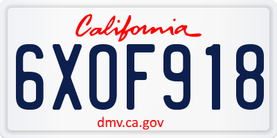 CA license plate 6XOF918