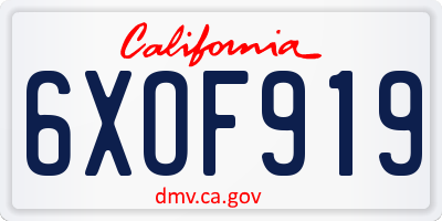 CA license plate 6XOF919