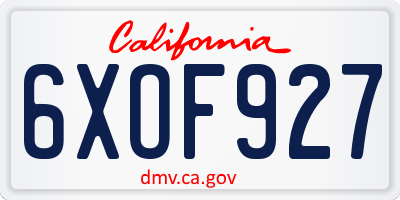 CA license plate 6XOF927