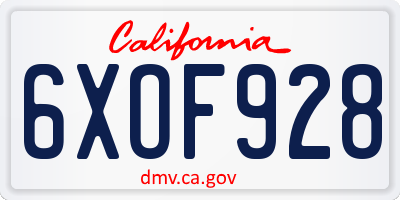 CA license plate 6XOF928