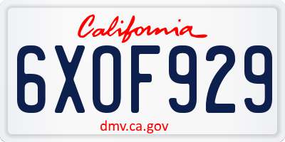 CA license plate 6XOF929