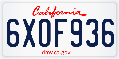 CA license plate 6XOF936