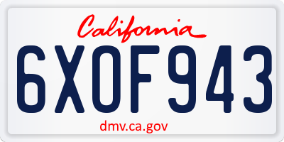 CA license plate 6XOF943