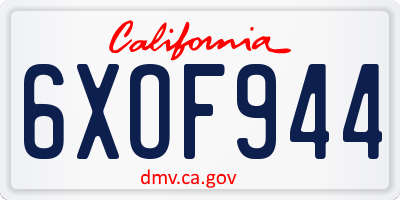 CA license plate 6XOF944