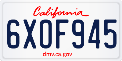 CA license plate 6XOF945