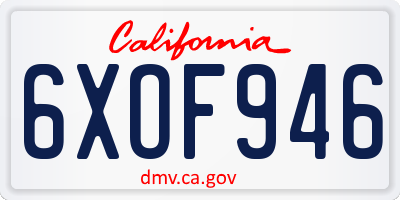 CA license plate 6XOF946