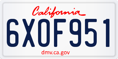 CA license plate 6XOF951