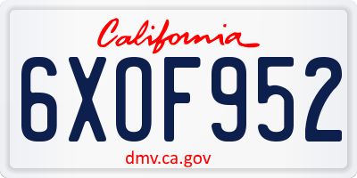 CA license plate 6XOF952