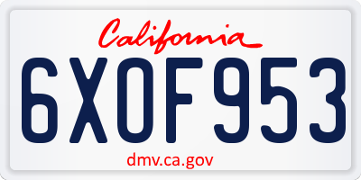 CA license plate 6XOF953