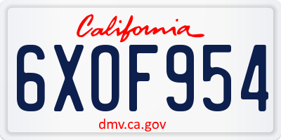 CA license plate 6XOF954