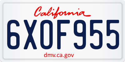 CA license plate 6XOF955