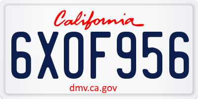 CA license plate 6XOF956