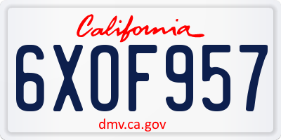 CA license plate 6XOF957