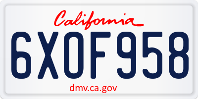 CA license plate 6XOF958