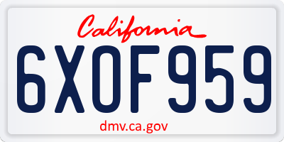 CA license plate 6XOF959