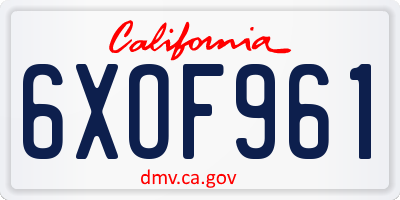CA license plate 6XOF961