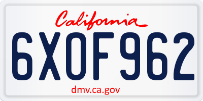 CA license plate 6XOF962