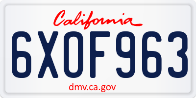 CA license plate 6XOF963