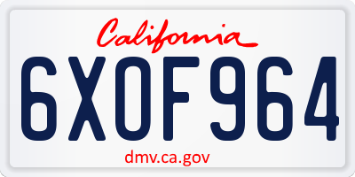 CA license plate 6XOF964