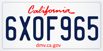 CA license plate 6XOF965