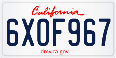 CA license plate 6XOF967
