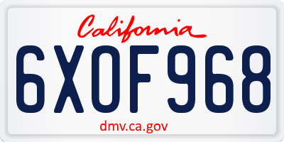 CA license plate 6XOF968