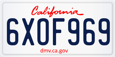 CA license plate 6XOF969