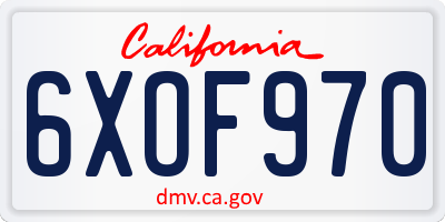CA license plate 6XOF970