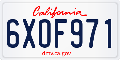 CA license plate 6XOF971