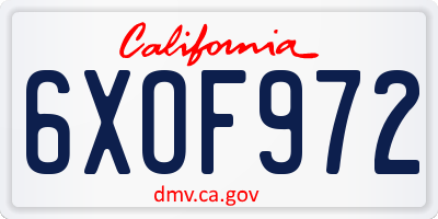 CA license plate 6XOF972
