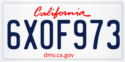 CA license plate 6XOF973