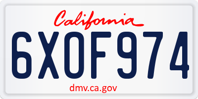 CA license plate 6XOF974